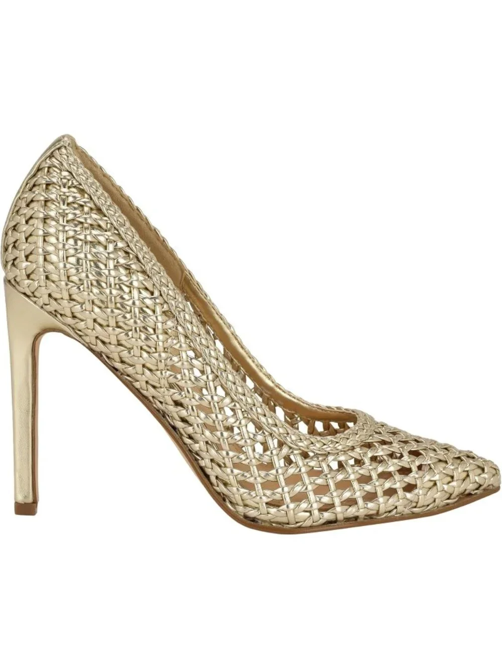 Women's Gold Pointed Toe Footbed Solid Tatiana Pump Casual Covered Heel Shoes